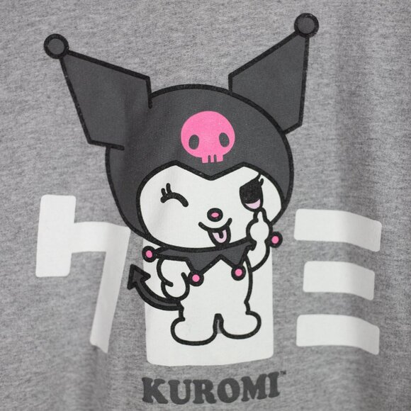 Kuromi Wink Hoodie Gray Fleece Sweatshirt Adult Large - Picture 4 of 5